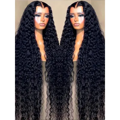 40inch Wear Go Wig Brazilian Water Wave 7x5 HD Glueless Pre Plucked Ready To Go Deep Curly Human