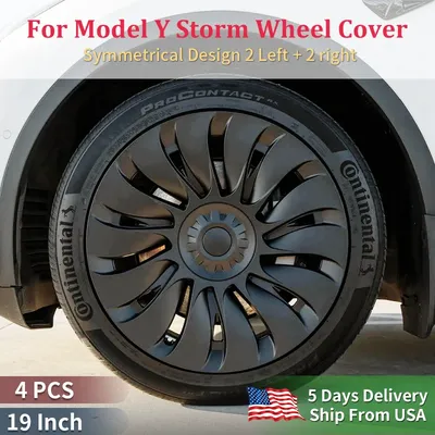 4PCS Design for TESLA Model Y 2020-2024 Vehicle Full Coverage Storm Wheel Cover Cap 19 Inches Wheel