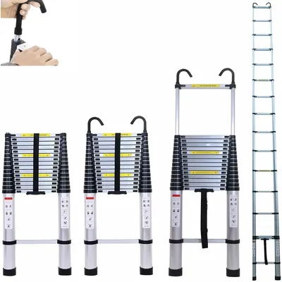 DayPlus 5M Telescopic Ladder with hooks,16.5FT Multi-Purpose Folding Aluminium Foldable Ladder