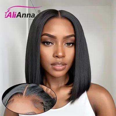 Glueless Wig Human Hair Ready To Wear Short Bob Wigs For Women Transparent Pre Cut Lace Human Wig