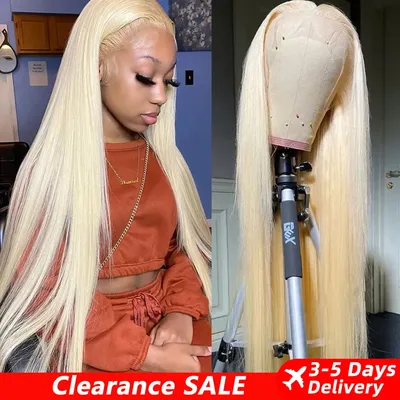 13x6 HD Transparent 613 Blonde Lace Frontal Human Hair Wigs Malaysian Bone Straight HD Lace Front
