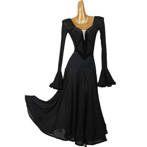 Abito da ballo da sala per le donne, costumi di danza moderna, abiti standard, festa, valzer, manica lunga