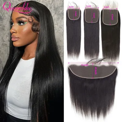 13x4 Lace Frontal Closure 4x4/5x5/6x6 Straight Lace Closure Human Hair Transparent Ear to Ear