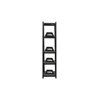 PROREGAL All Black Series Schwerlastregal Ragnar | HxBxT 180x45x45cm | Fachlast 100kg | Matt Schwarz | Steckregal Garagenregal Lagerregal Wohnregal Image