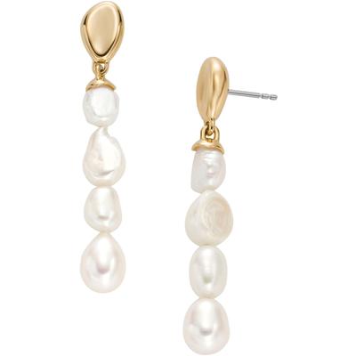 Paar Ohrstecker SKAGEN "Schmuck Geschenk Edelstahl Ohrringe AGNETHE PEARL", gold (gelbgoldfarben, weiß), Ohrringe, Damen, Edelstahl-Perlen, Edelstahl, Perlen, mit Süßwasserzuchtperle Image
