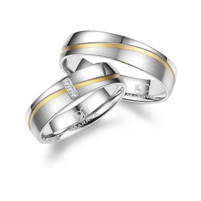 Partnerring MARRYA "Edelstahl Ringe Trauringe Eheringe Partnerringe" Gr. 68, silber (damen ring, silber, gold), Fingerri