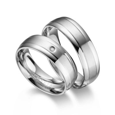 Partnerring MARRYA "Edelstahl Ringe Trauringe Eheringe Partnerringe" Gr. 68, silber (damen ring, silber), Fingerringe, D