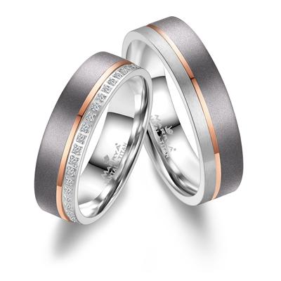 Partnerring MARRYA "Tantal Ringe Trauringe Eheringe Partnerringe" Fingerringe Gr. 48, Tantal, rosegold (damen ring - silber rosé) Damen