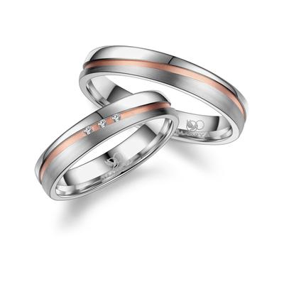 Partnerring MARRYA "Diamant Titan Ringe Trauringe Eheringe Partnerringe" Gr. 64, rosa (herren ring, silber, rosé), Finge