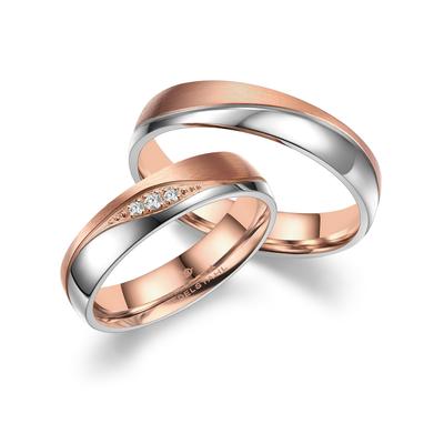 Partnerring MARRYA "Edelstahl Ringe Trauringe Eheringe Partnerringe" Gr. 72, rosa (herren ring, silber, rosé), Fingerrin