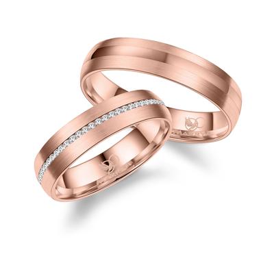 Partnerring MARRYA "Edelstahl Ringe Trauringe Eheringe Partnerringe" Gr. 54, rosa (damen ring, rosé), Fingerringe, Damen