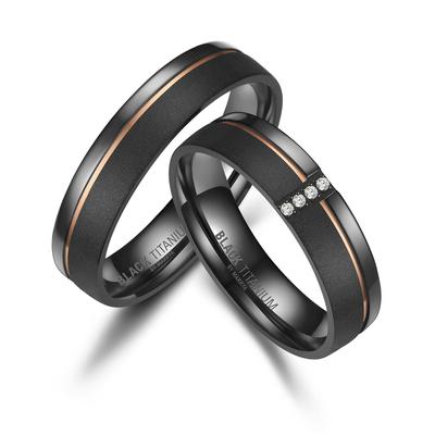 Partnerring MARRYA "BLACK TITANIUM by MARRYA" Gr. 52, schwarz (damen ring, schwarz, gold), Fingerringe, Damen, 52, Titan