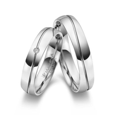 Partnerring MARRYA "Edelstahl Ringe Trauringe Eheringe Partnerringe" Gr. 56, silber (damen ring, silber), Fingerringe, D