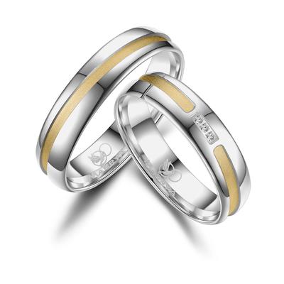 Partnerring MARRYA "Silber Ringe Trauringe Eheringe Partnerringe" Gr. 64, silber (damen ring, silber, gold), Fingerringe