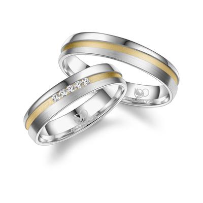 Partnerring MARRYA "Silber Ringe Trauringe Eheringe Partnerringe" Gr. 58, silber (damen ring, silber, gold), Fingerringe