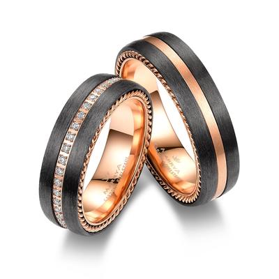 Partnerring MARRYA "Carbon Ringe Trauringe Eheringe Partnerringe" Gr. 72, rosa (herren ring, schwarz, rosé), Fingerringe