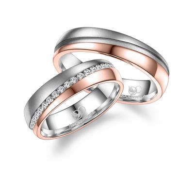 Partnerring MARRYA "Edelstahl Ringe Trauringe Eheringe Partnerringe" Gr. 66, rosa (herren ring, silber, rosé), Fingerrin