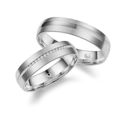 Partnerring MARRYA "Edelstahl Ringe Trauringe Eheringe Partnerringe" Gr. 54, silber (damen ring, silber), Fingerringe, D