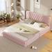 Modern Comfort Design Queen Size Upholstered Bed with Tufted Headboard, Modern Velvet Platform Bed,No Box Spring Required