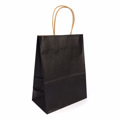 Black Paper Merchandise Handle Bags 8 1/4
