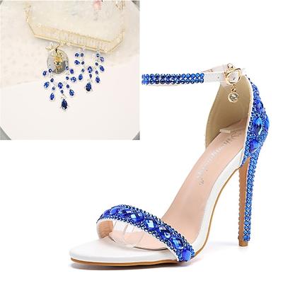 Femme Chaussures de mariage Chaussures habillees Talons a bride a la cheville Mariage Soiree Floral Couleur contrastee Talons de mariage Chaussures de mariee Chaussures de demoiselle d honneur Strass ...