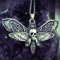 Collana con falena della morte Ciondolo Catena da 18 pollici Teschio di zucchero Farfalla gotica Rock Emo Goth Colore argento Catena forte da 18 pollici