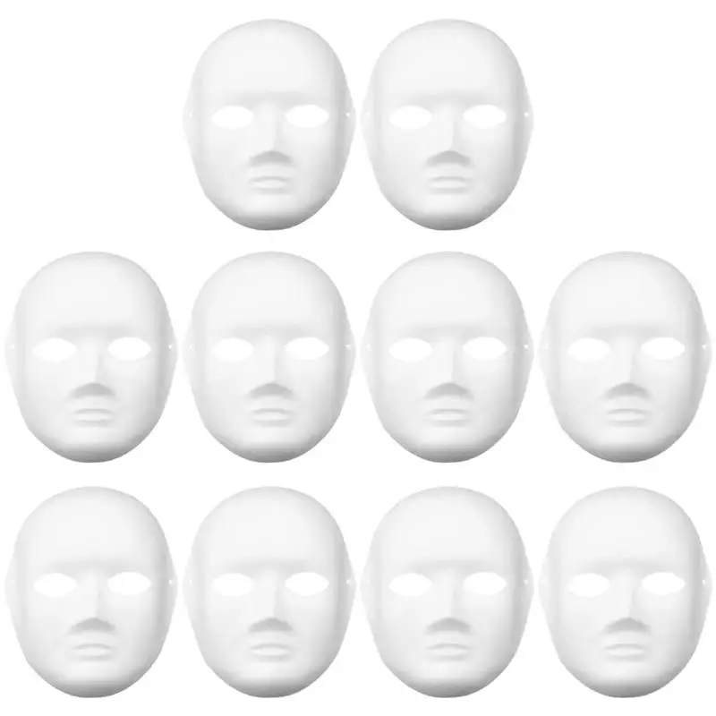 10 pezzi maschere di carta bianca maschera di Halloween maschera a pieno facciale pianura maschere di pittura vuote fai da te puntelli per feste cosplay in maschera