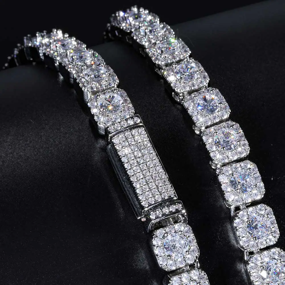 Bracciale a catena da tennis ghiacciato da 7 mm Bracciale con zirconi scintillanti con diamanti placcati in oro 18 carati per donna Uomo Regalo di compleanno Gioielli Hip Hop