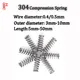 Molla di compressione in acciaio inossidabile 304 15 pezzi Diametro filo 0,4 mm 0,5 mm Diametro esterno 3 mm-10 mmLunghezza 5 mm-50 mm Alta qualità