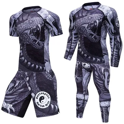 Men Tshirt+Pants MMA Boxing Muay Thai Shorts Rashguard kickboxing Sets Boxeo Fitness Sport suits