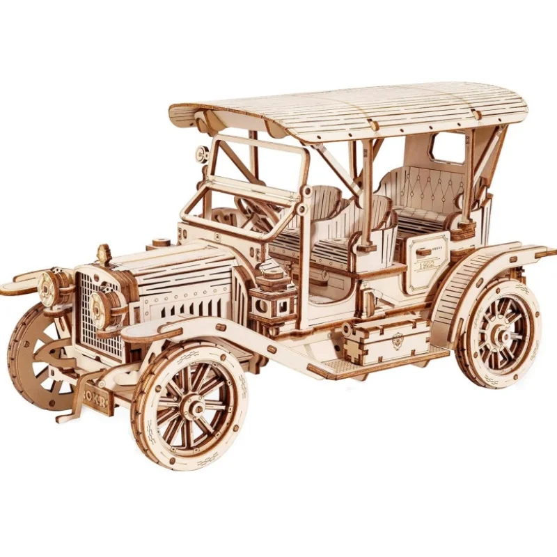 Robotime Rokr Auto d'epoca 3D Puzzle in legno Montessori Giocattoli Auto d'epoca Kit di costruzione di modelli in scala 1:15 per bambini