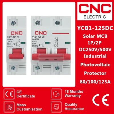 CNC DC Circuit Breaker 1P/2P 80A/100A/125A Solar Energy Photovoltaic DC Circuit Breaker Mini Circuit Breaker DC250V 500V