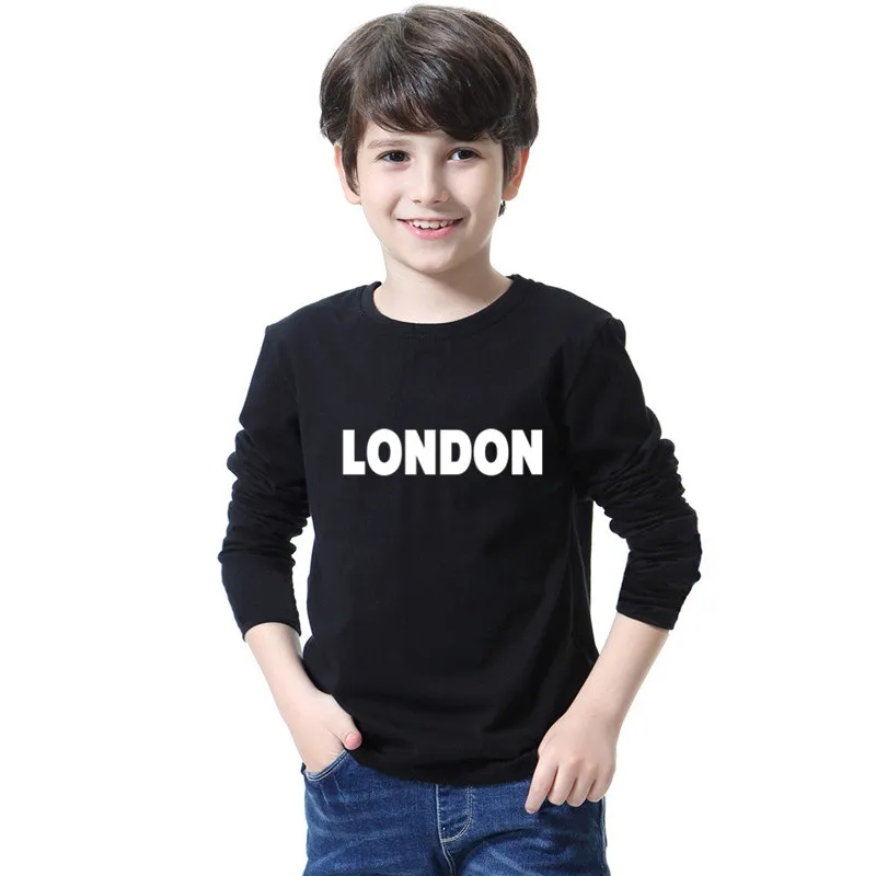 Mode Stadt gedruckt T-Shirt Paris London Grafik T-Shirts Junge Mädchen O-Ausschnitt Langarm Tops T-Shirt