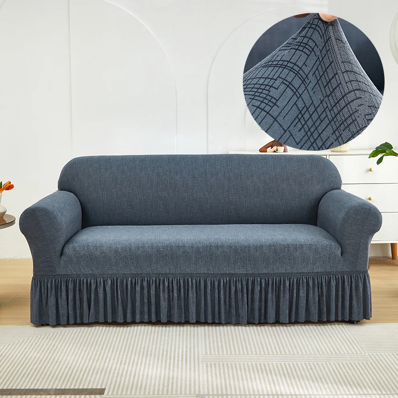 Sofa Schutzhülle Couch Abdeckung mit Rock Langlebig Waschbar Hohe Elastische Dehnbar Einfach Fit Universal Möbel Protector Image