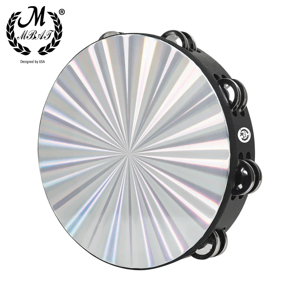 M mbat 8 "/10" Holz strahlende Tamburin Handglocke Handtrommel mit zweireihigen Jingles reflektierende Trommel Schlag instrument Spielzeug Image