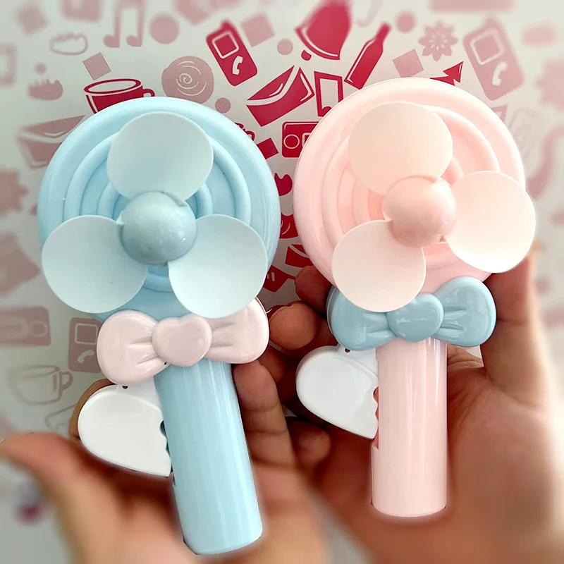 Cartoon Lutscher Handpresse Mini Fan für Kinder-rosa, saisonal, Handheld, druck getrieben, Spaß & verspielt Geschenk Image
