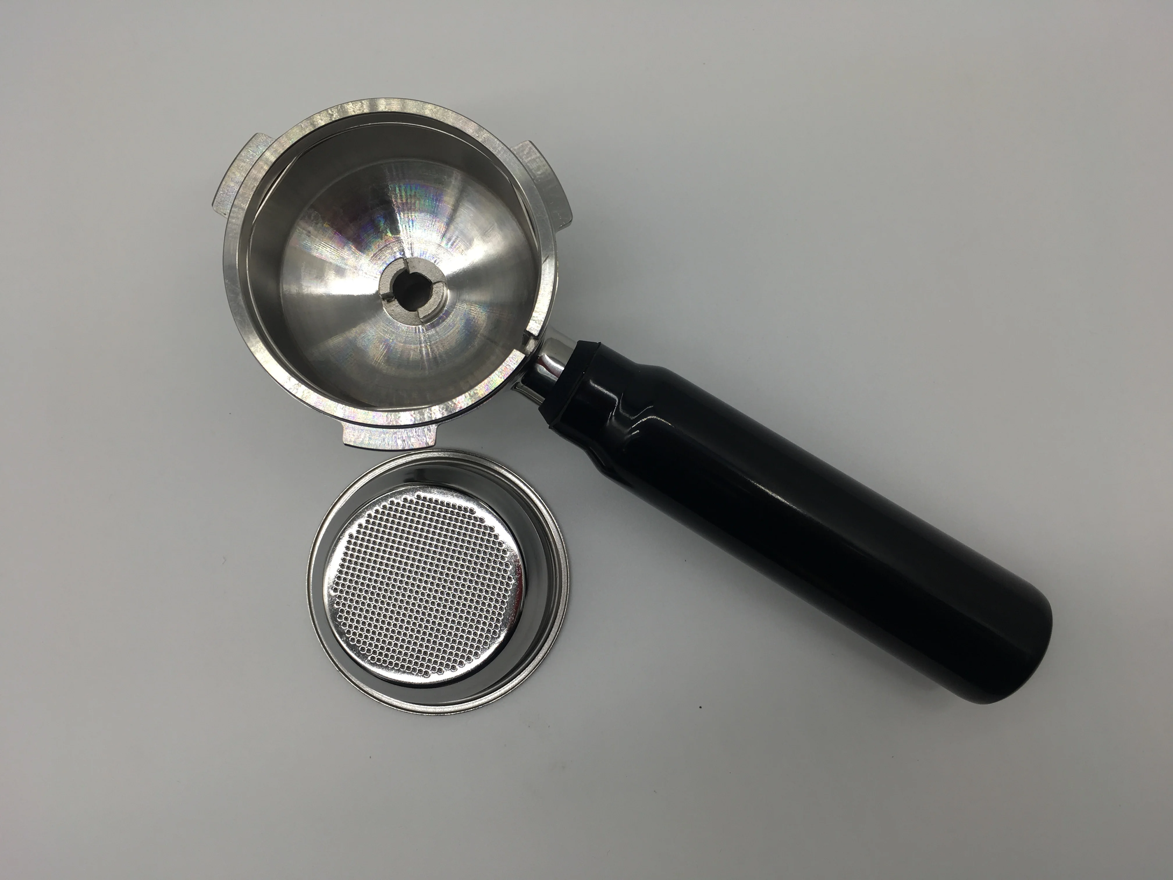 Original 58 mm Siebträger 70 mm SUS304 15–20 bar Griff Espresso-Kaffeemaschine Griff Edelstahl-Filterhalter mit Filter Image