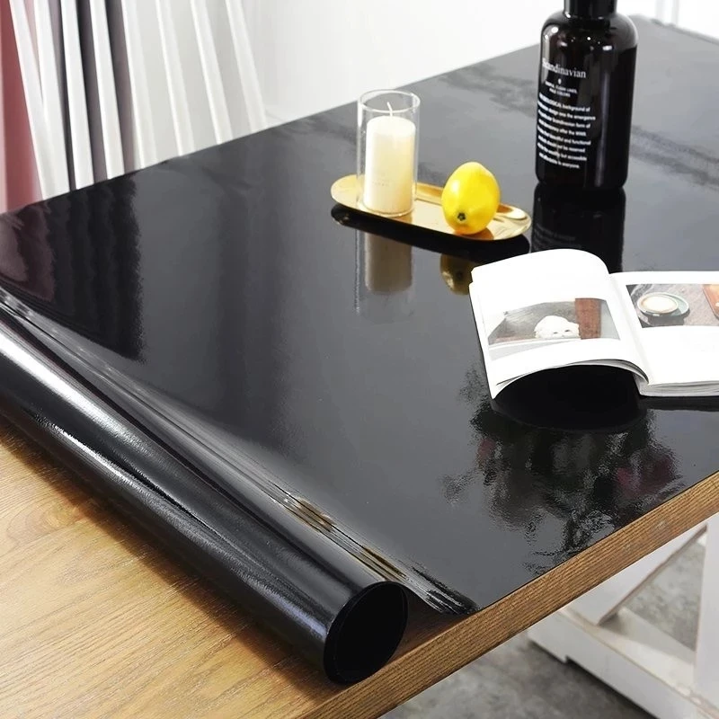 2022 1,0 mm schwarz mattierte PVC-Tischdecke, weiches Glas, wasserdichte Tischdecke, Tischmatte, ölbeständige Teetisch-Tischdecke, rechteckig