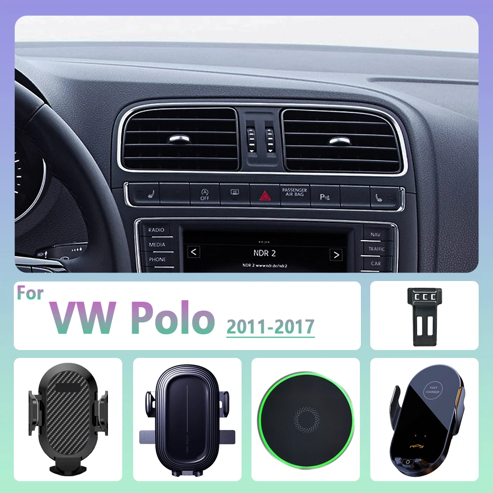 Für Volkswagen Polo 2011-2017 5. Generation Auto Telefon Halter Drahtlose Lade Magnetische Telefon Halter Auto Magsafe Unterstützung Zubehör Image