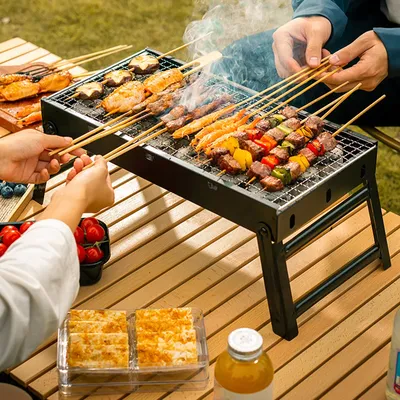 Grill Holzkohle Grill Herd tragbare Grill Grill Rack Kit mit Clip Öl bürste leichte Werkzeuge Camping Grill Zubehör