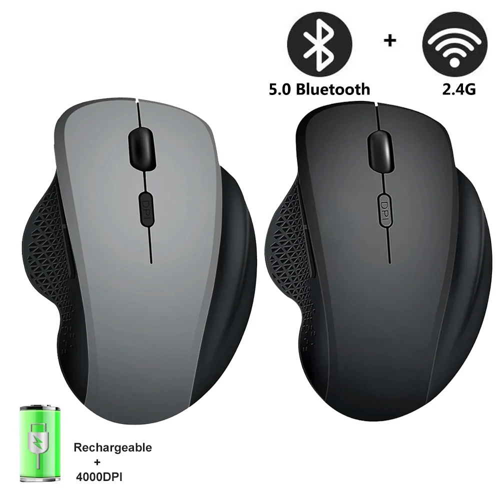 Kabellose Maus wiederauf ladbare Bluetooth-Maus 4000dpi leise Mäuse 2,4g USB-Gaming-Empfänger für Macbook PC Laptop-Zubehör Image