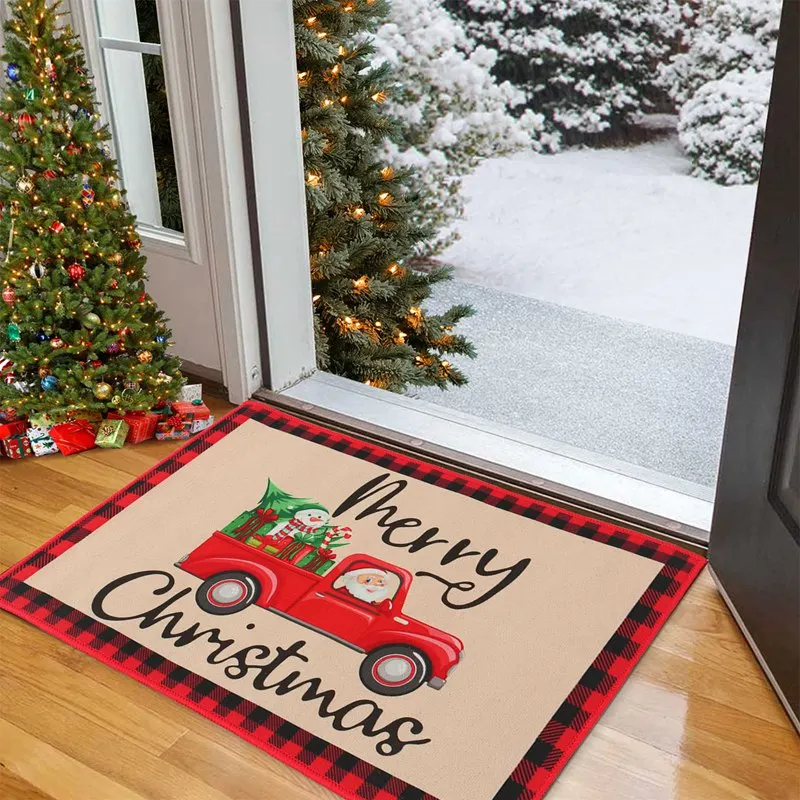 Weihnachten Fußmatte dekorative Weihnachten Urlaub Haustür Matte Cartoon Charakter Filz Tür Teppiche für Indoor Outdoor Weihnachten Neujahr Dekor Image