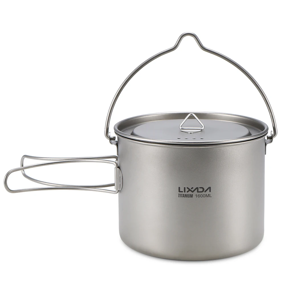 Lixada Titan Cup Pot ultraleichte tragbare Tasse Hänge topf mit Deckel und faltbarem Griff Outdoor Camping Wander rucksack Image