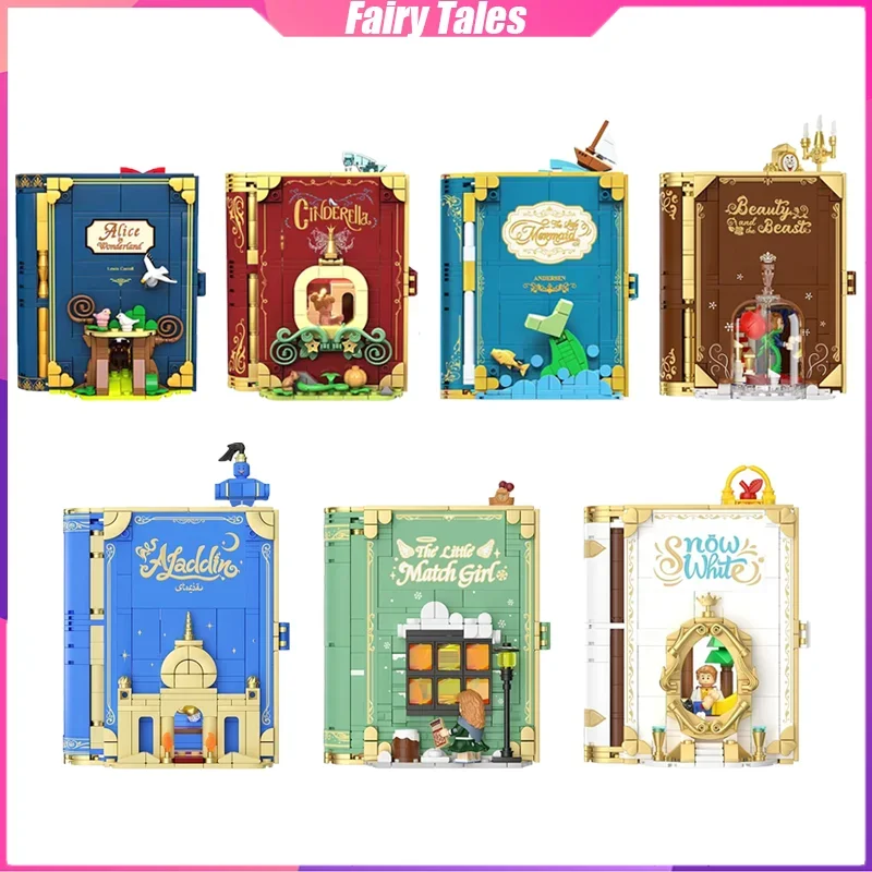 Märchen Baustein Aschenputtel Alice Pop-up-Buch Desktop-Dekoration Puzzle Montage Modell Spielzeug Geburtstags geschenk für Kinder Image