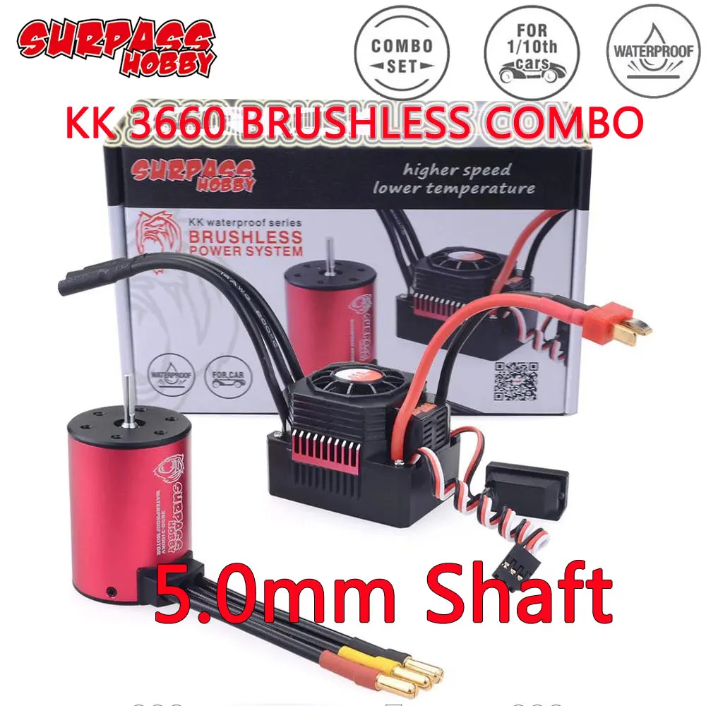 SURPASS HOBBY KK Bürstenloser Combo 3660-Motor mit 60 A/80 A/120 A ESC 5,0 mm Welle für 1/10 1/12 1/14 1/16 Rc Car Traxxas Wltoys HSP