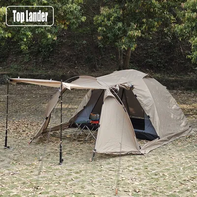 Feuerfestes Hot-Zelt für 2 Personen, wasserdicht, ausziehbares Kuppelzelt mit Herdbuchse und Schneerock, für Camping, Wandern, Jagd, Winter, 4 Jahreszeiten