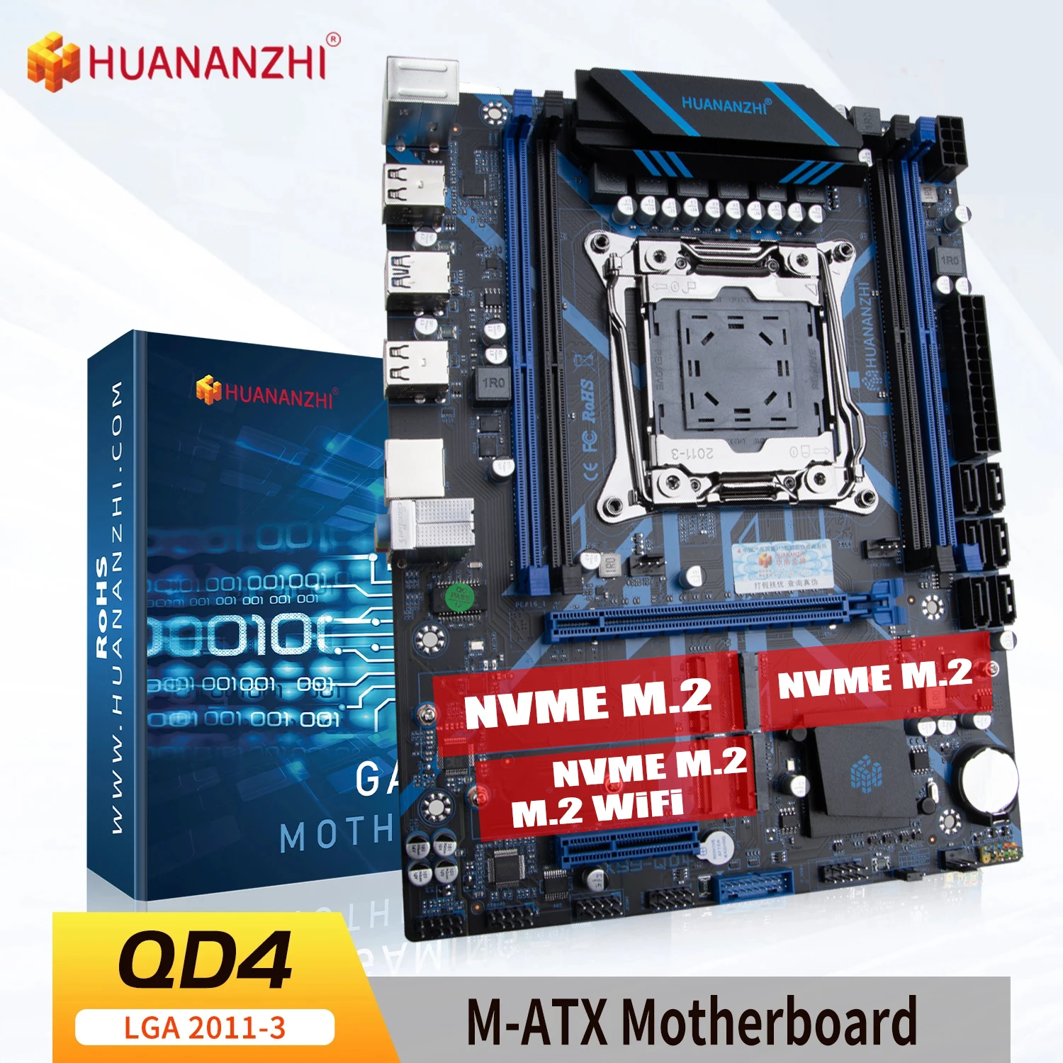 HUANANZHI X99 Motherboard QD4 Xeon LGA2011-3 E5 ALL Series DDR4 RECC NON-ECC Speicher NVME M.2 USB3.0 SATA PCIX16 SATA3.0 Image