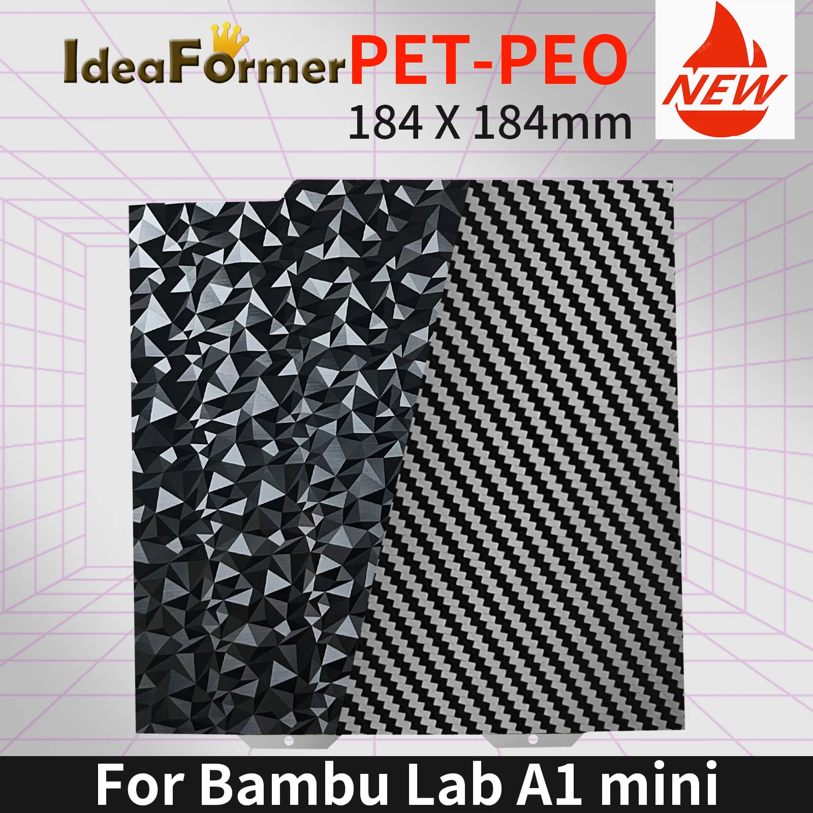 Ideal former für bambu lab a1 mini build plate doppelseitiger druck peo pet bett feder stahlblech 184x184mm für bambulab a1 mini Image