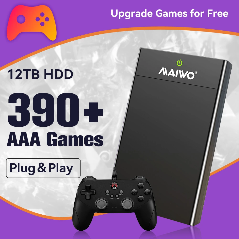 Tragbare externe 12-T-Spiel-HDD-Spielekonsole für PC-Playnite-System mit 380+ AAA-Retro-Spielen für PS2/PS3/PS4/WiiU/MAME/PS1/PSP