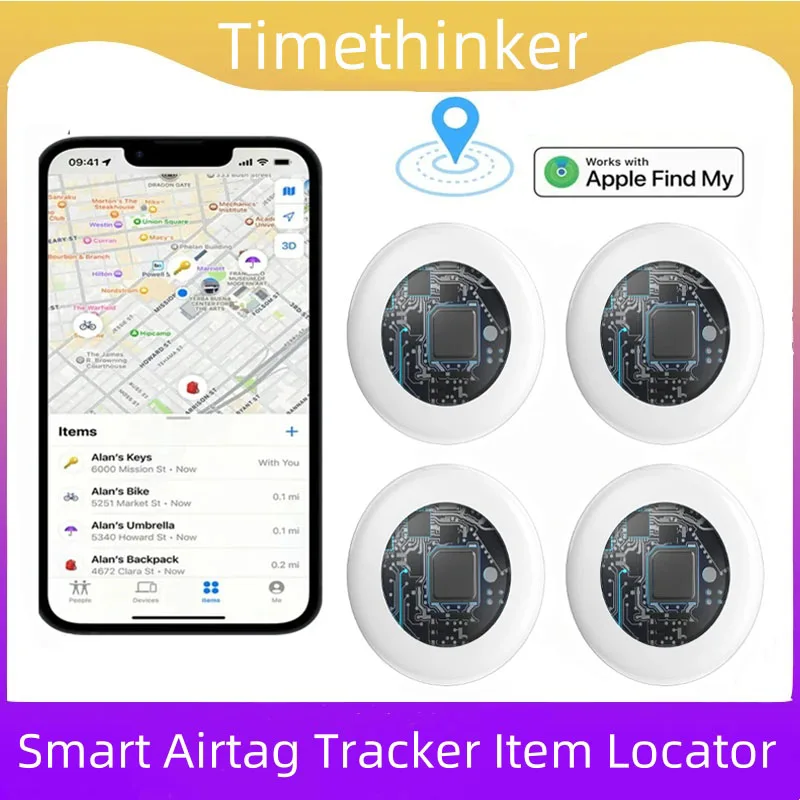 Timethinker Smart Bluetooth GPS Tracker Air Tag Funktioniert mit Apple Find My APP ITag Anti Lost Airtag Locator Pet Key Finder für iOS Image